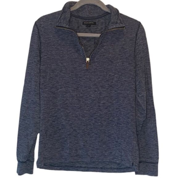 Banana Republic Womens Pullover with 1/4 Zipper Size Small Navy Blue and White - Picture 1 of 4